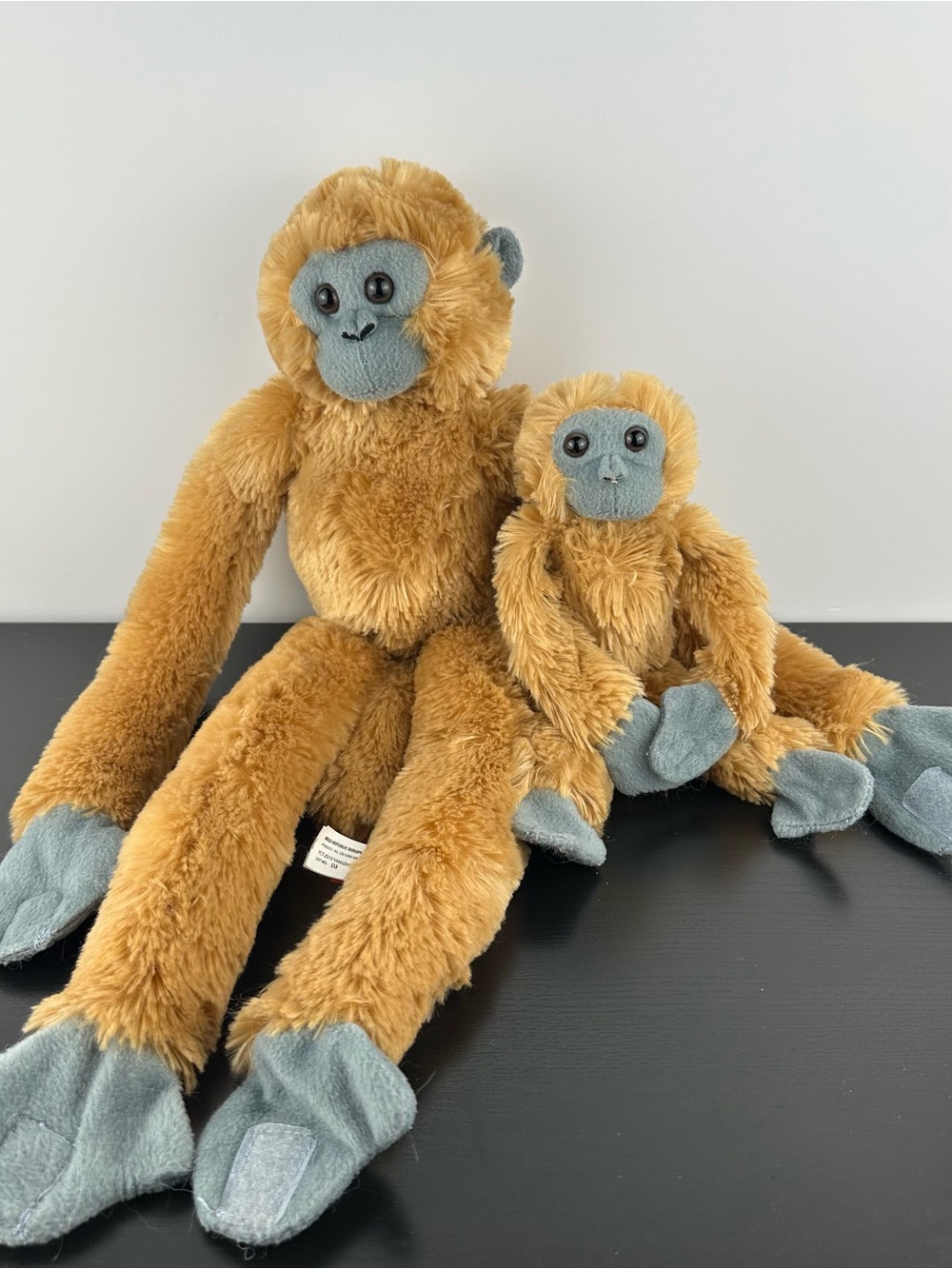 K&M International Brown Gray Monkey Chimp Mommy Baby Plush Stuffed Animal